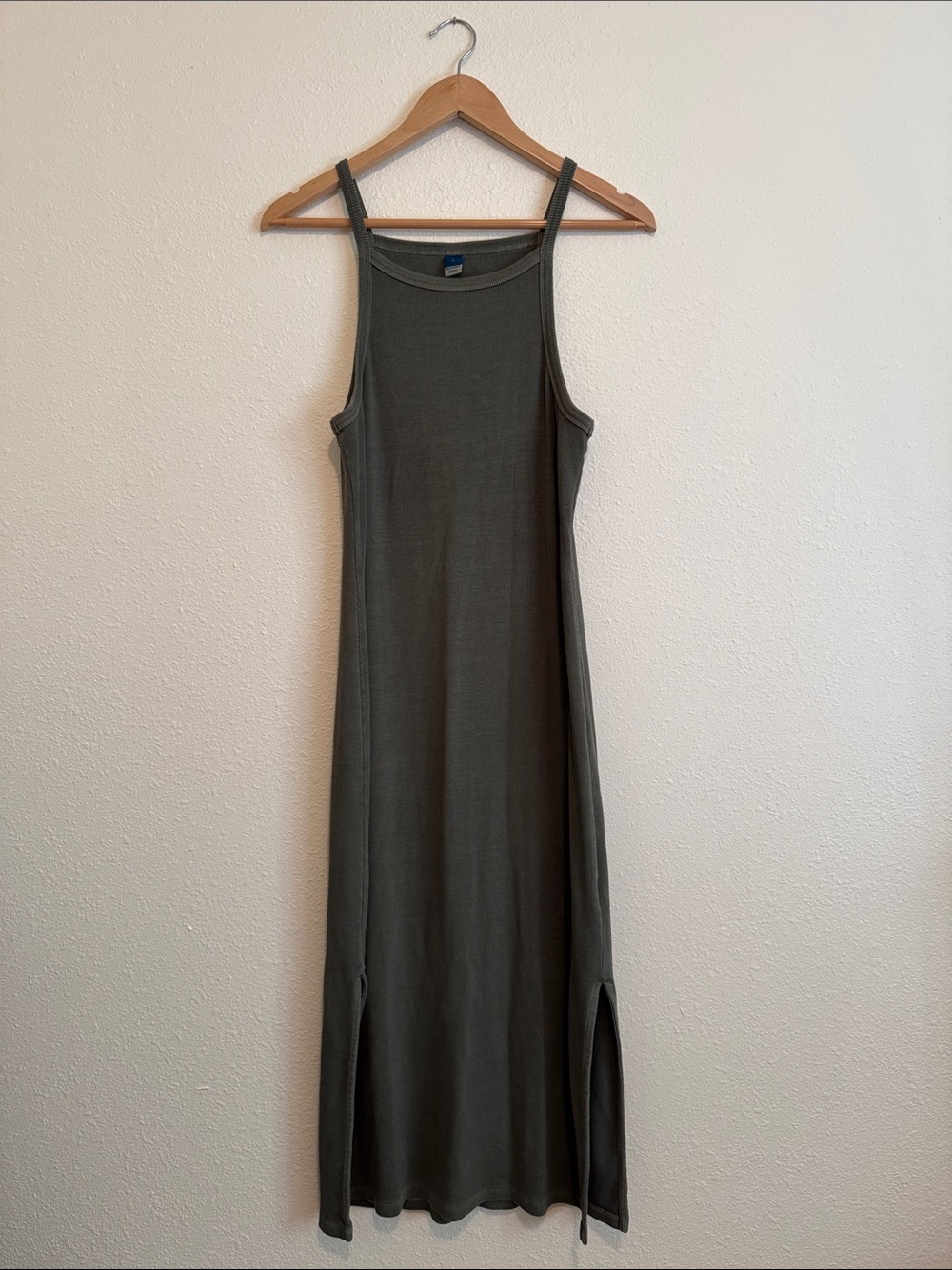Old Navy Olive Maxi Tank Dress with Side Slits